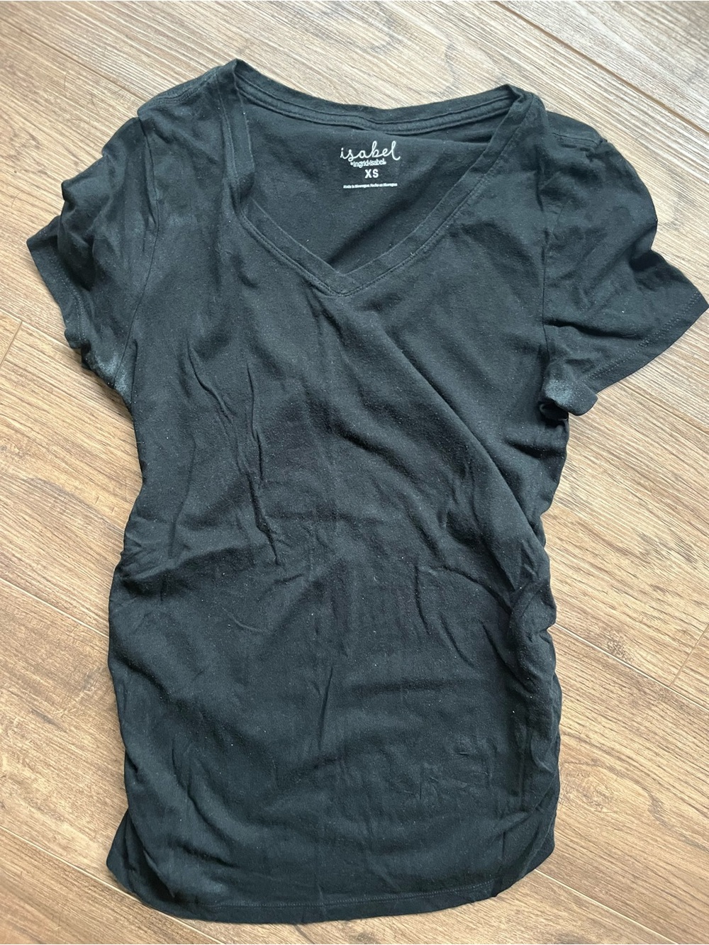 Black V-Neck Women's Maternity Tee